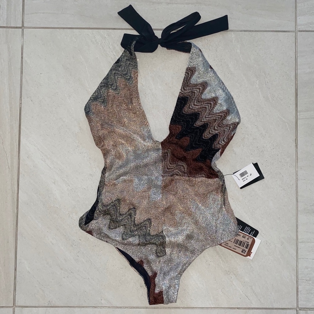 MISSONI Metallic Halter Bodysuit